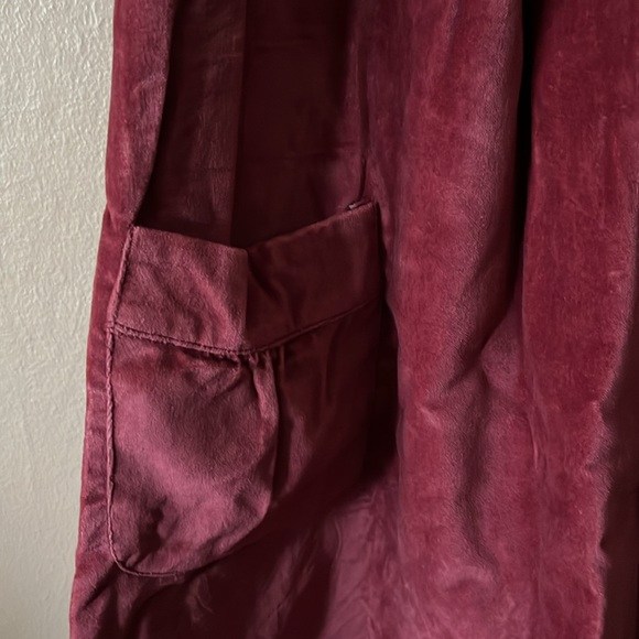 SO Red Velvet Wide Straps Tie Ribbon Waist Pockets Baby Doll Dress S - Picture 4 of 10